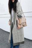 Gray Textured Knit Pocketed Duster Cardigan