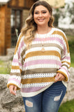 Striped Hollowed Knitted Loose Sweater