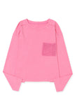 Lace Patch Pocket Long Sleeve T-shirt