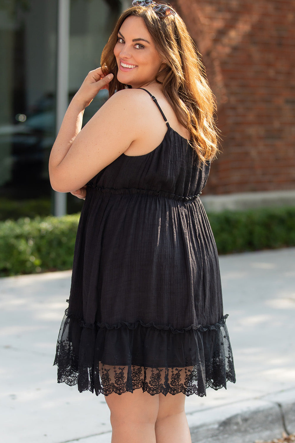 Lace Ruffle Hem Plus Size Flared Sundress