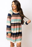 Striped Color Block Long Sleeve Mini Dress