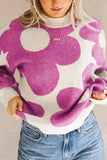 Flower Pattern Slouchy Sweater