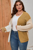 Cardigan blanc en maille bloc de couleur ouvert sur le devant grande taille