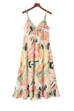 Spaghetti Straps Graffti Print Long Dress