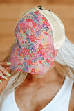 Floral Mesh Patchwork Criss Cross Baseball Cap