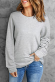 Plain Crew Neck Long Sleeve Top