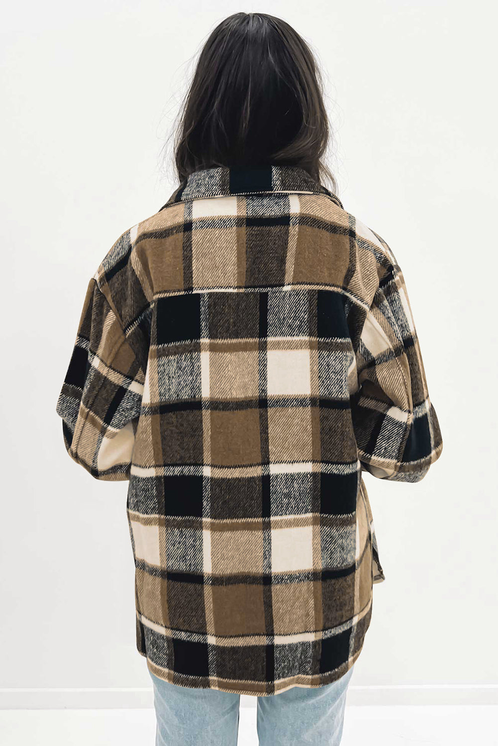 Retro Plaid Button Flap Pocket Shacket