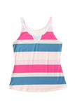 Striped Color Block Notched Neck Tank Top