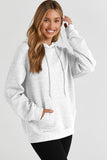 Khaki Quilted Kangaroo Pocket Drawstring Hoodie