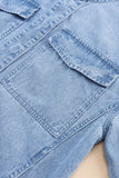 Roll-Up Tab Sleeve Button Down Pocket Denim Jacket