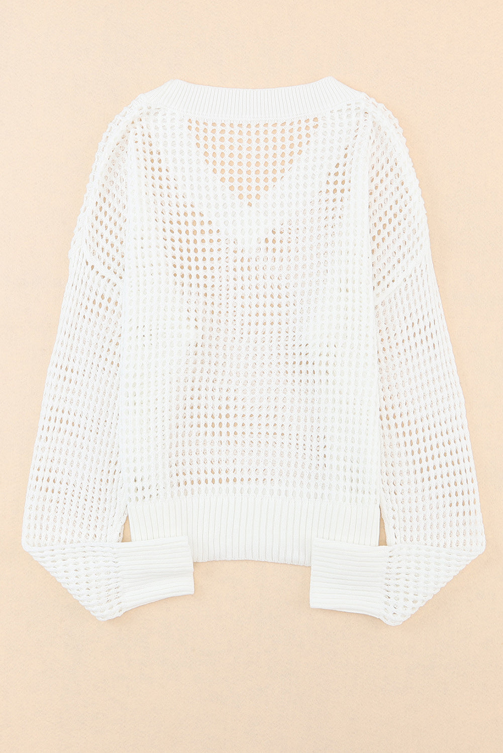 Hollow Out Knitted Loose Fit V Neck Sweater