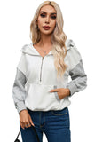 Half Zipper Kangaroo Pocket Drop Shoulder Hoodie