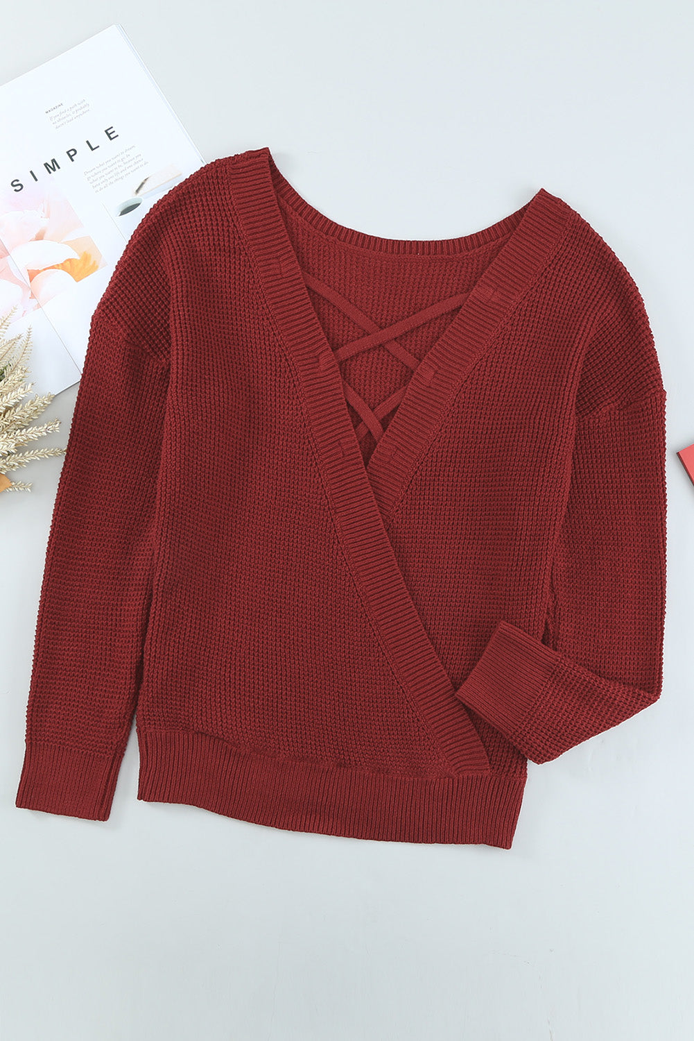 Cross Back Hollow-out Sweater