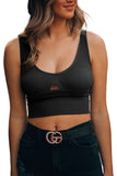 Ribbed Texture Keyhole Front Active Crop Tank