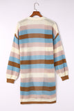 Striped Color Block Hollowed Knit Cardigan