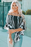 Off The Shoulder Vertical Stripes Blouse in Black