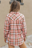 Drop Shoulder Rounded Hem Plaid Pattern Shirt