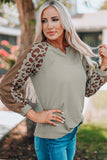 Mocha Print Waffle Knit Long Sleeve Top