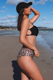 Strappy Cage Back Leopard High Waist Bikini Swimsuit