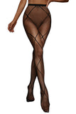 Plaid Crochet High Waist Fishnet Pantyhose