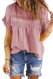 Swiss Dot Lace Splicing Short Sleeve Top