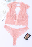 2pcs Cutout Lace Bustier Lingerie Set