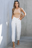 Solid High Waist Casual Pants