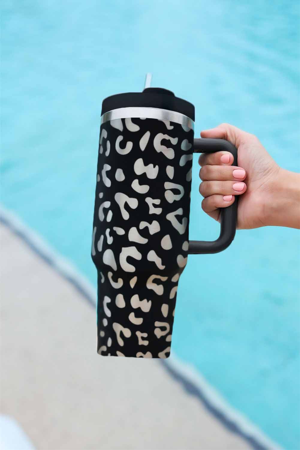 Leopard Print 40OZ Stainless Steel Portable Cup with Handle