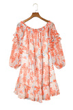 Floral Off The Shoulder Print Ruffled Dress with Tie