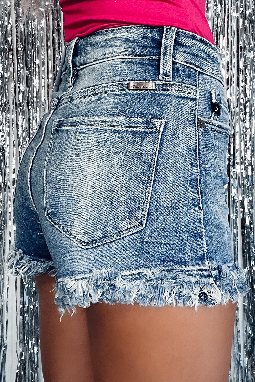 Raw Hem High Waist Skinny Denim Shorts