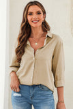 Khaki Textured Solid Color Basic Shirt