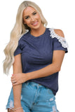 Lace Splicing Twist Cold Shoulder Blouse