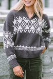 Western Geometric Printed Quarter Zip Pullover Sweater