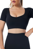 Thread Knit U Neck Short Sleeve Yoga Top