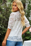 High Neck Lace Short Sleeve Top