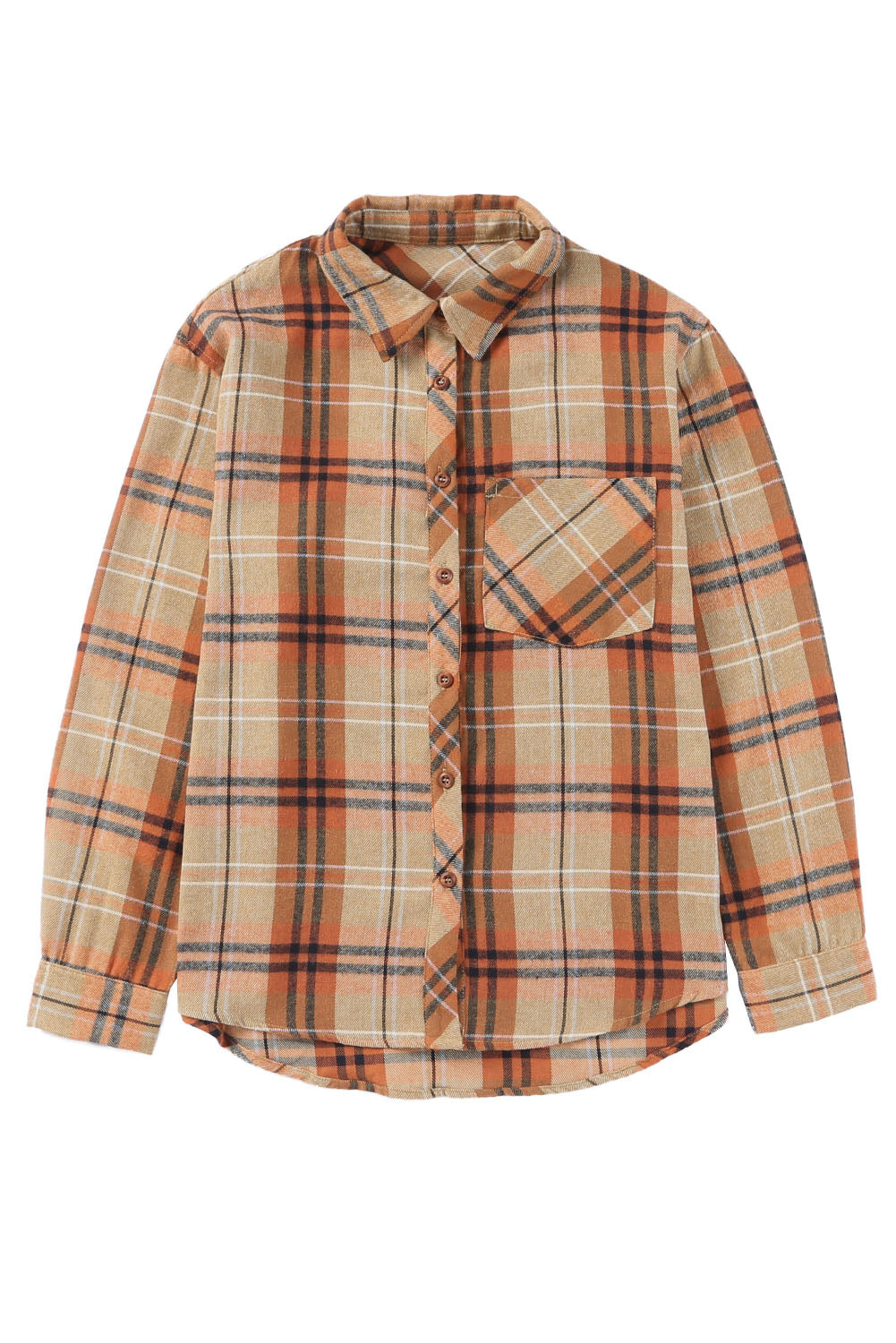 Plaid Pocket Buttoned Long Sleeve Shirt