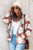 Red Geometric Aztec Pattern Plus Size Fleece Jacket