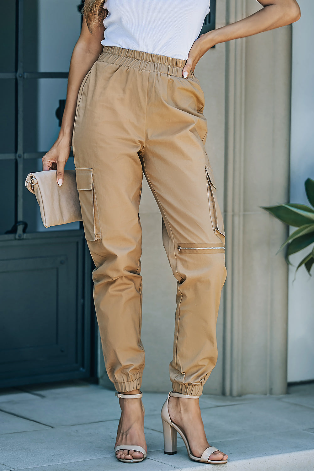 Pantalon de jogging cargo décontracté taille haute