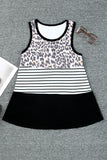 Leopard Striped Color Block Casual Tank Top