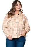 Plus Size Plaid Jacket with Flap Pockets