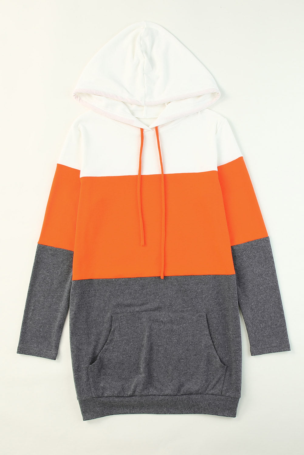 Robe à capuche grise color block avec poche kangourou