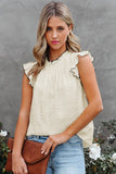 Contrast Trim Ruffled Crew Neck Sleeveless Top