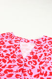 Leopard Print V Neck Half Sleeve Plus Size Blouse