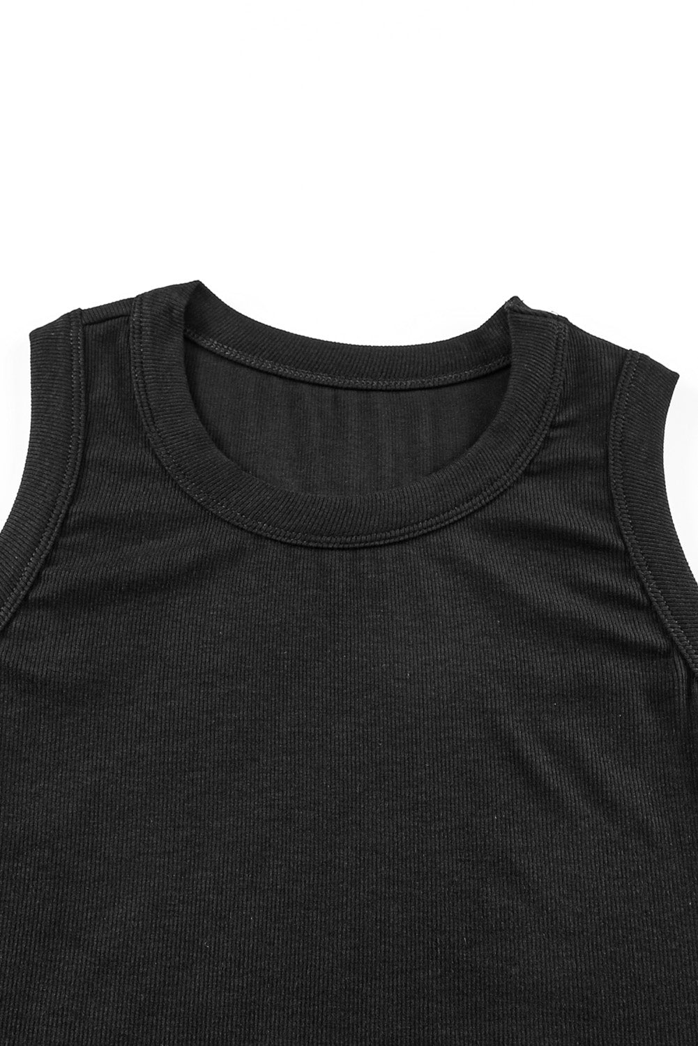 Solid Ribbed Knit Slim Fit Tank Top