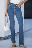 Flap Pocket Back High Waist Flared Jeans