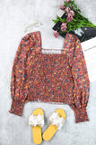 Floral Print Smocked Long Sleeve Top