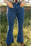 Vintage Casual Pocket Flared Jeans