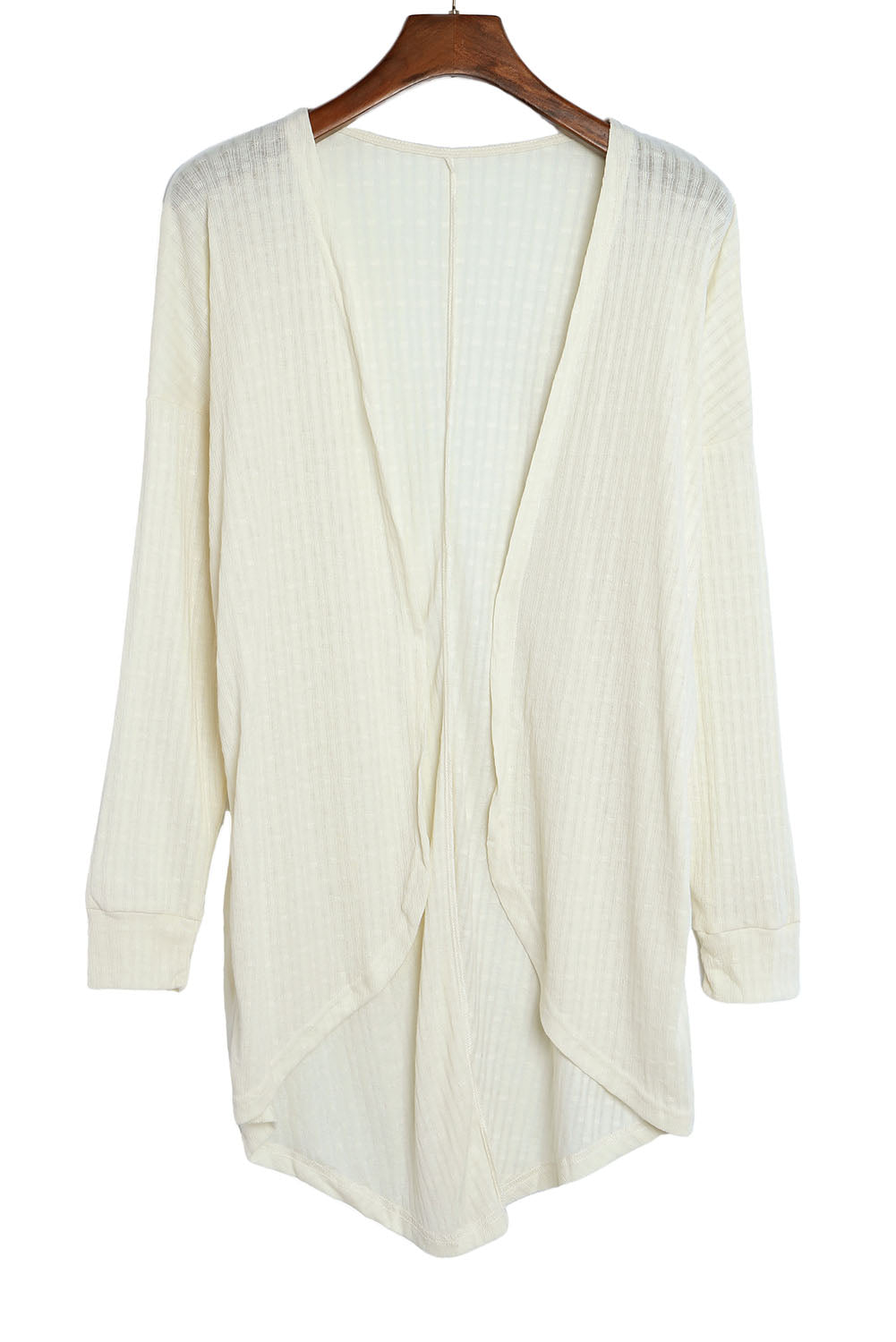 Open Front Rounded Hem Textured Knit Cardigan