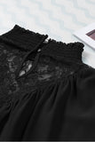 Lace Contrast Sheer Frilled Neck Blouse