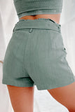 Button Fly Belted Paperbag Waist High Waist Casual Shorts